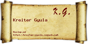 Kreiter Gyula névjegykártya